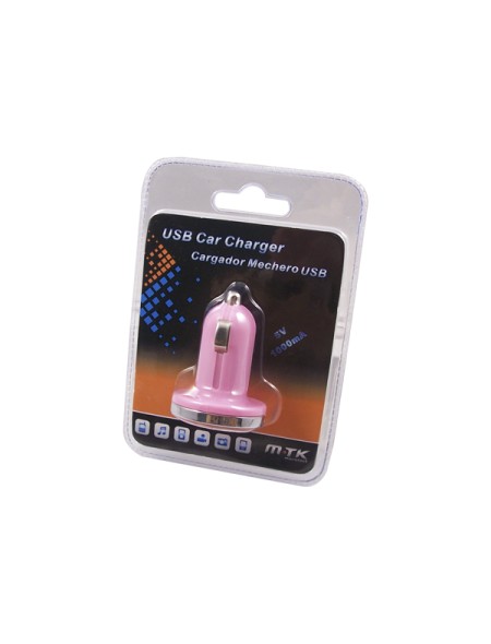 Cargador de coche-mechero Usb / 5v 1a / Rosa / Mtk
