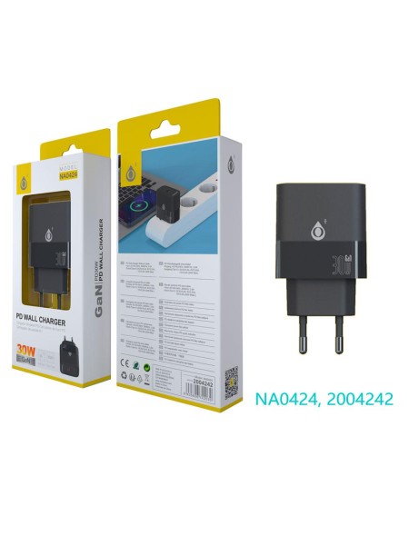Cargador de red Type-C / 30W PD / Negro / NA0424 / One+ / 2004242