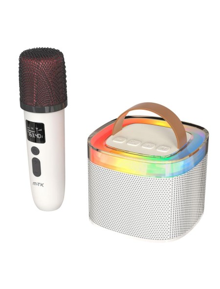 Altavoz Bluetooth 5.3 + Microfono inalambrico / TF4186 / 10w / 2000mah / Luz RGB / Tws / Micro SD / Aux / Blanco / Mtk