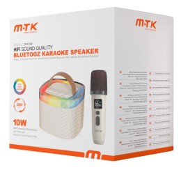Altavoz Bluetooth 5.3 + Microfono inalambrico / TF4186 / 10w / 2000mah / Luz RGB / Tws / Micro SD / Aux / Blanco / Mtk