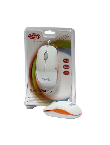 ÷ Mouse 3free mcm101/wo dise?o blanco naranja