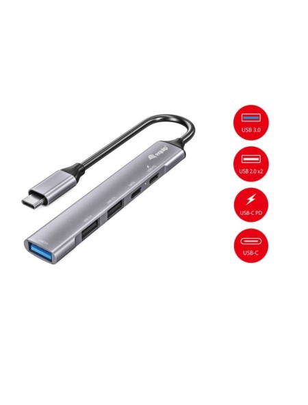 ÷ Hub usb-c 3.2 equip life 2 puertos usb 2.0 1 puerto usb 3.0 1 puerto usb-c + 1 puerto usb c carga ha