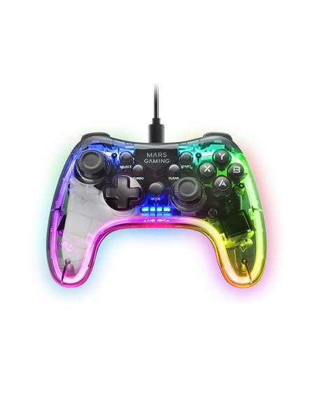 ÷ Gamepad mars gaming conexion usb-a / usb-c multiplataforma 20 botones rgb neon vibraci?n haptica dua