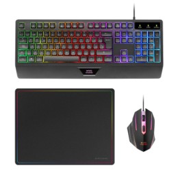 ÷ Teclado mouse y alfombrilla mars gaming mcp124 frances rgb h-mech, mouse huano rgb 3200dpi,