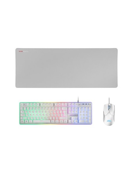 ÷ Teclado mouse y alfombrilla mars gaming mcpx portugues white telcado hibrido hmech mouse ultra