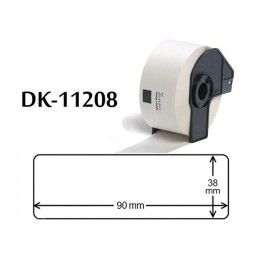 Etiquetas compatibles Dayma para BROTHER DK11208 Negro / Blanco  38x90 mm