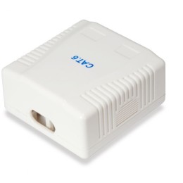 ÷ Roseta de superficie categoria 6 2 hembras rj45 color blanco