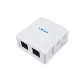 ÷ Roseta de superficie equip 235216 categoria 6a 2 hembra rj45 color blanco