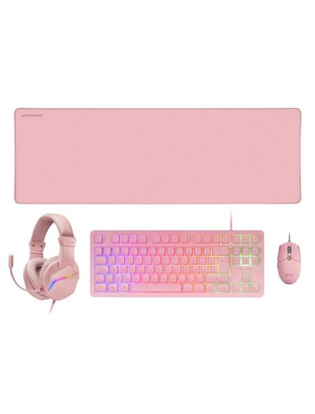 ÷ Teclado mouse headset y alfombrilla mars gaming mcp-rgb3 pink teclado tkl h-mech red mouse rgb
