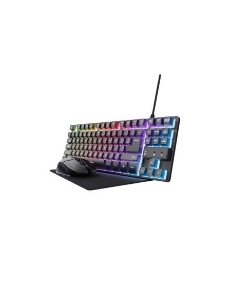 ÷ Teclado mouse y alfombrilla trust gaming gxt 794 rgb raton wireless 4800dpi teclado cable